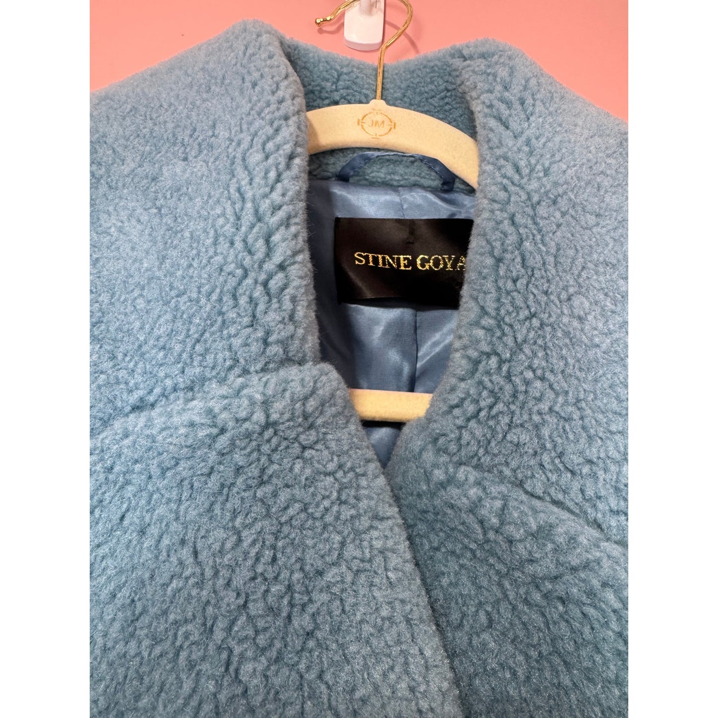 STINE GOYA Happy Faux Fur Jacket in Teal Blue XS