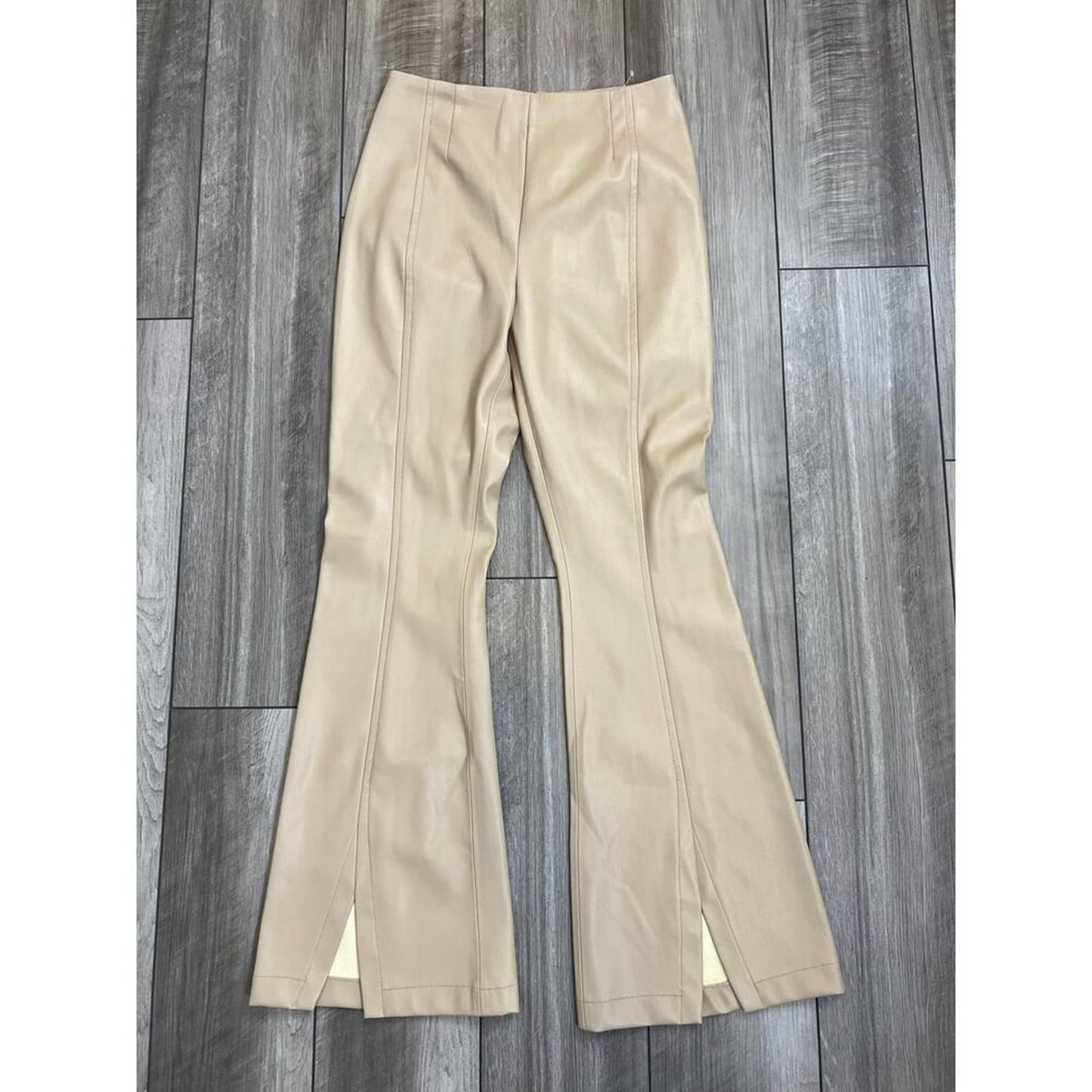 Free People We‎ the Free Vegan Leather Pants in Beige Size 29 Wide Leg Pleated