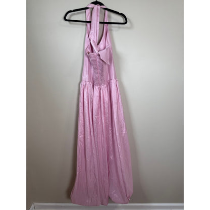 Show Me Your Mumu Pink Halter Maxi Dress Dropped Waist Gown Small