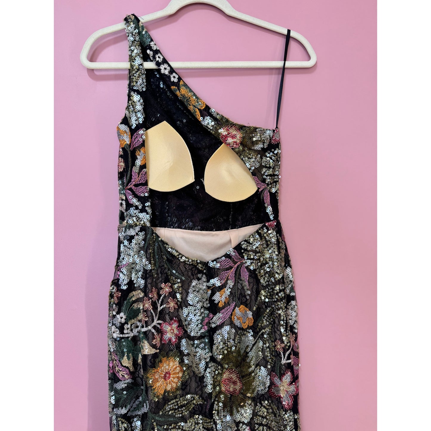 Mac Duggal Floral Embellished One Shoulder Dress Size 2 STYLE 49574