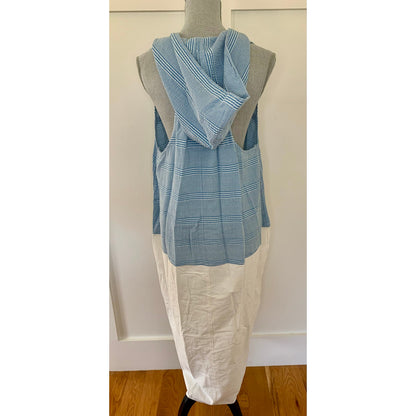 Free People Roadtripping Midi Dress Blue Combo Size XS V-Neck Sleeveless Cotton