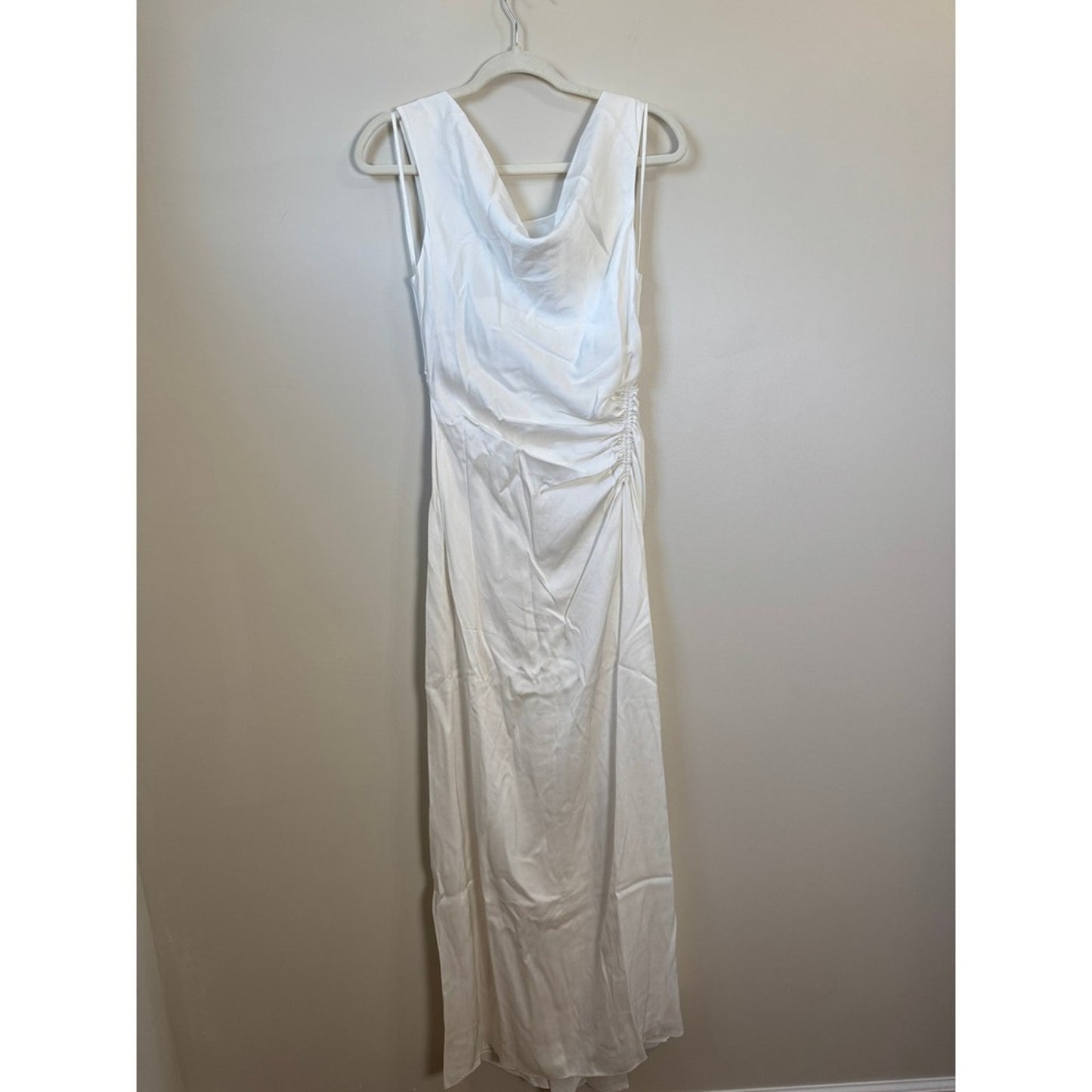 A.L.C. White Cowl Neck Ruched Maxi Dress Sleeveless Gown Bridal Event