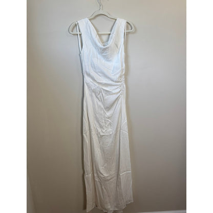 A.L.C. White Cowl Neck Ruched Maxi Dress Sleeveless Gown Bridal Event