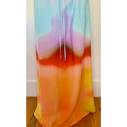 Jonathan Simkhai Alfie Maxi Dress in Sunset Blur Orchid Large Tie Dye Lined