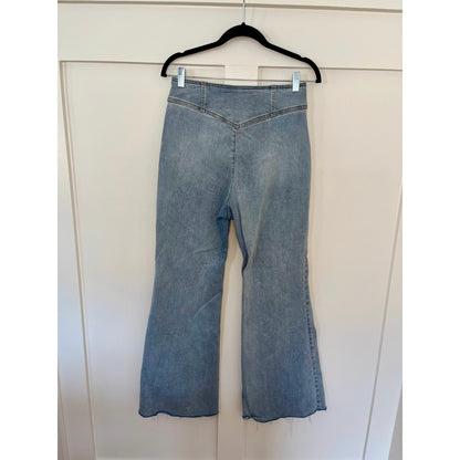 Free People CRVY Wild Honey Raw Hem Flare Jeans Size 29
