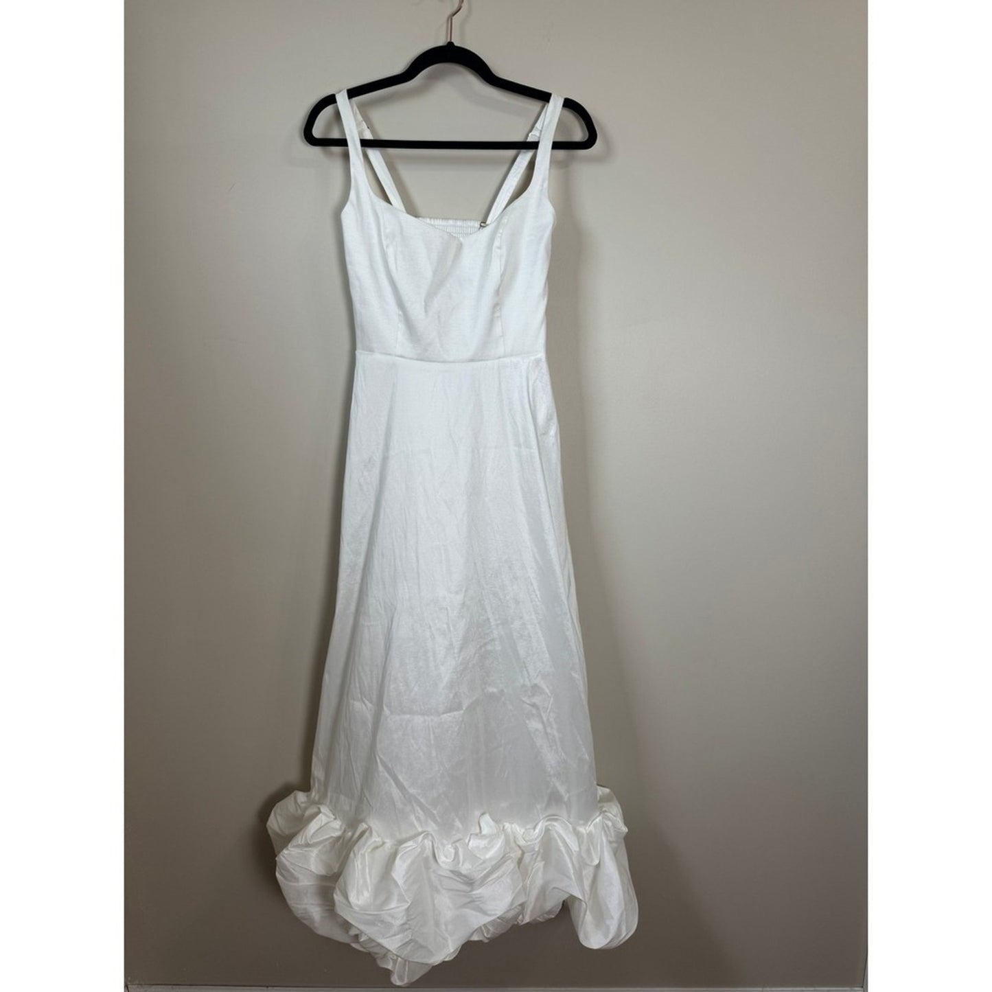 Show Me Your Mumu White Taffeta Bubble Hem Midi Dress Bridal Engagement  Dress