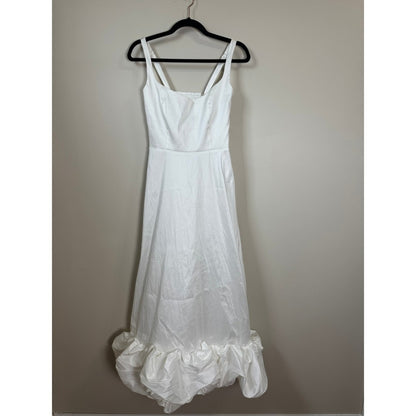 Show Me Your Mumu White Taffeta Bubble Hem Midi Dress Bridal Engagement  Dress