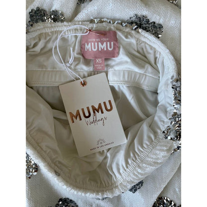 NEW NWT Show Me Your Mumu Taylor Tube Midi Dress White Silver‎ Size XS