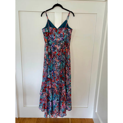 NEW NWT Hutch Anthropologie Royce Floral High Low Dress Teal Size 10
