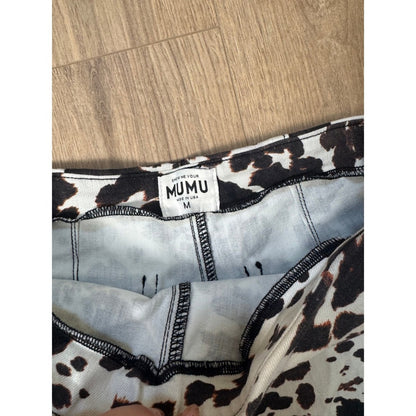 Show Me Your Mumu Cow Print High Waisted Hot Pants Shorts Womens Medium Black