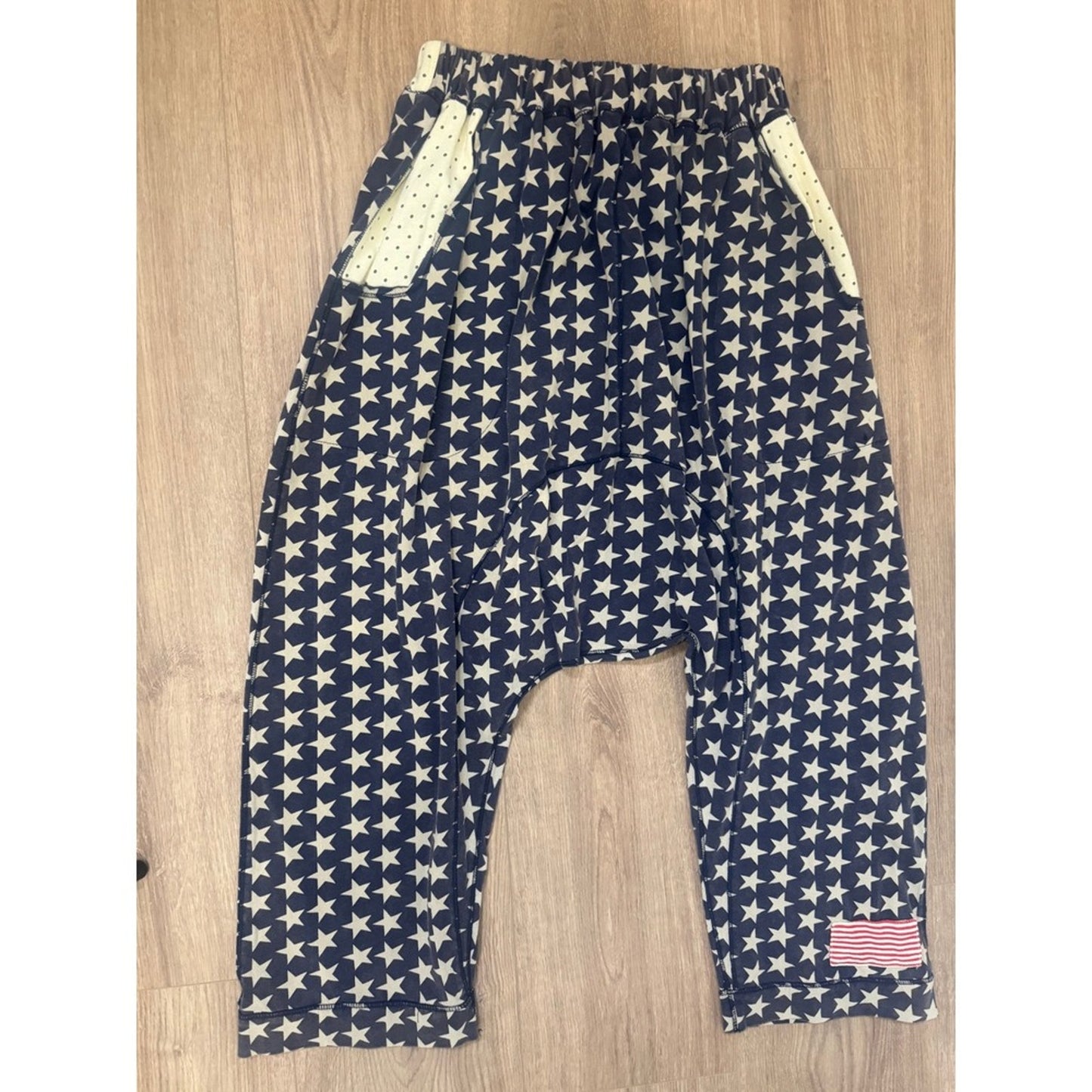 Jaded Gypsy Womens Star Print Harem Pants Navy Blue Drop Crotch Boho O/S