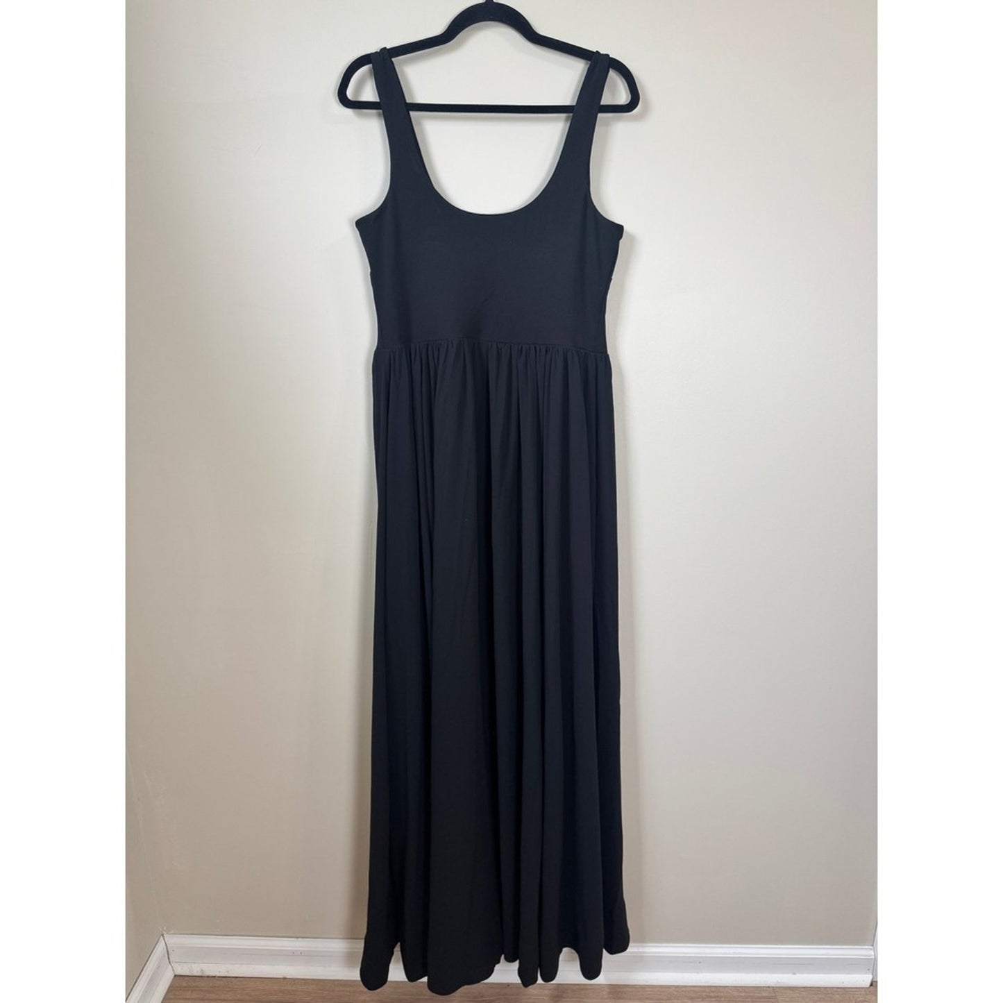 Show Me Your Mumu Black Maxi Dress Scoop Neck Side Slit XL Made in USA