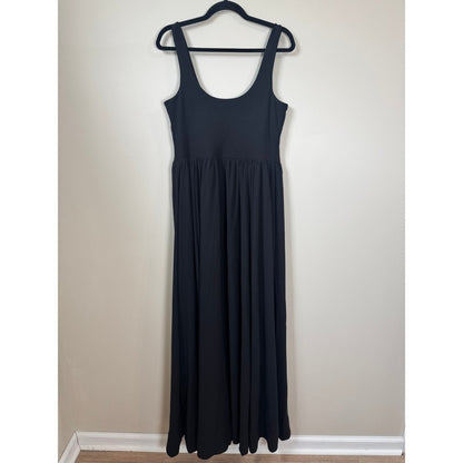 Show Me Your Mumu Black Maxi Dress Scoop Neck Side Slit XL Made in USA