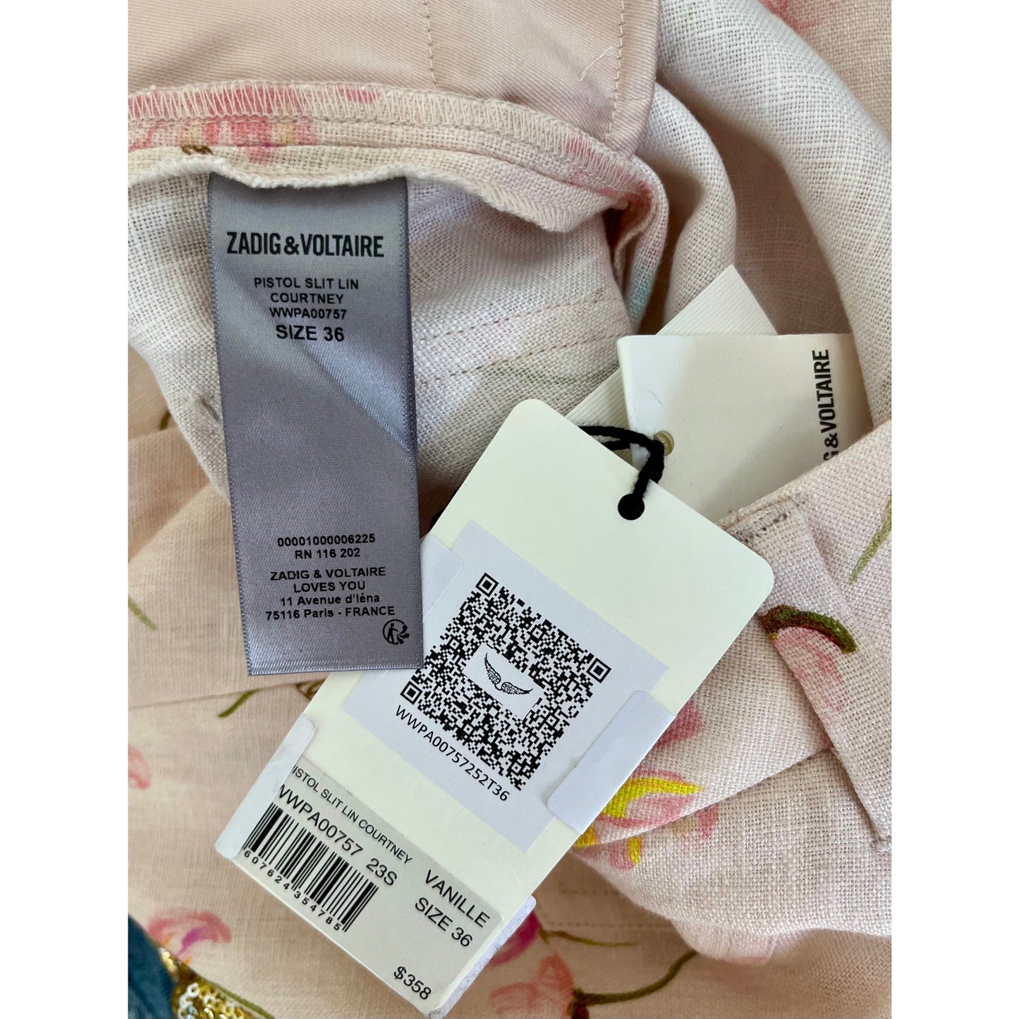 NEW NWT Zadig & Voltaire Pistol Split Floral Linen Pants Size 36/US Size 6