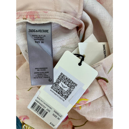NEW NWT Zadig & Voltaire Pistol Split Floral Linen Pants Size 36/US Size 6