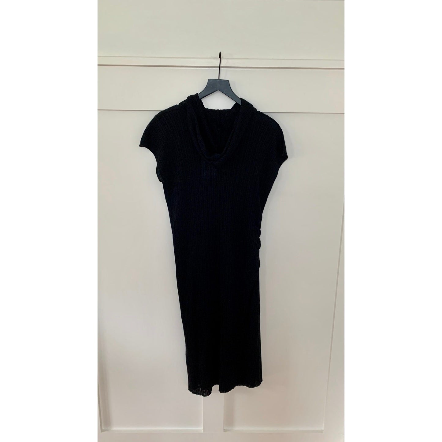 Zara Maxi Tunic Dress in Black Size XS-S Ribbed Knit Hooded Sleeveless Gothic