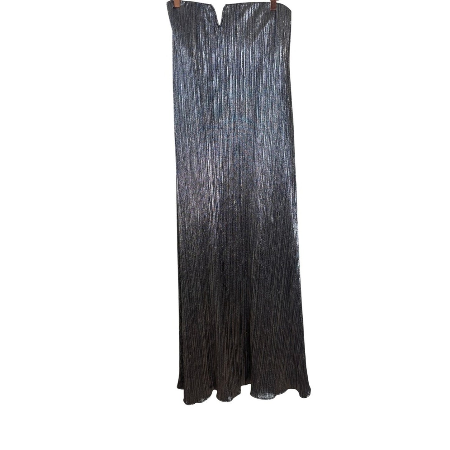 Show Me Your Mumu  Metallic Pleated Strapless Maxi Dress Large V-Notch Gown