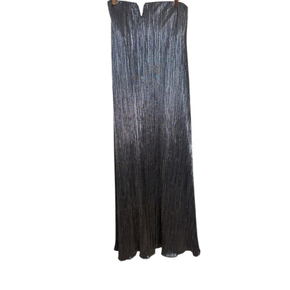 Show Me Your Mumu  Metallic Pleated Strapless Maxi Dress Large V-Notch Gown