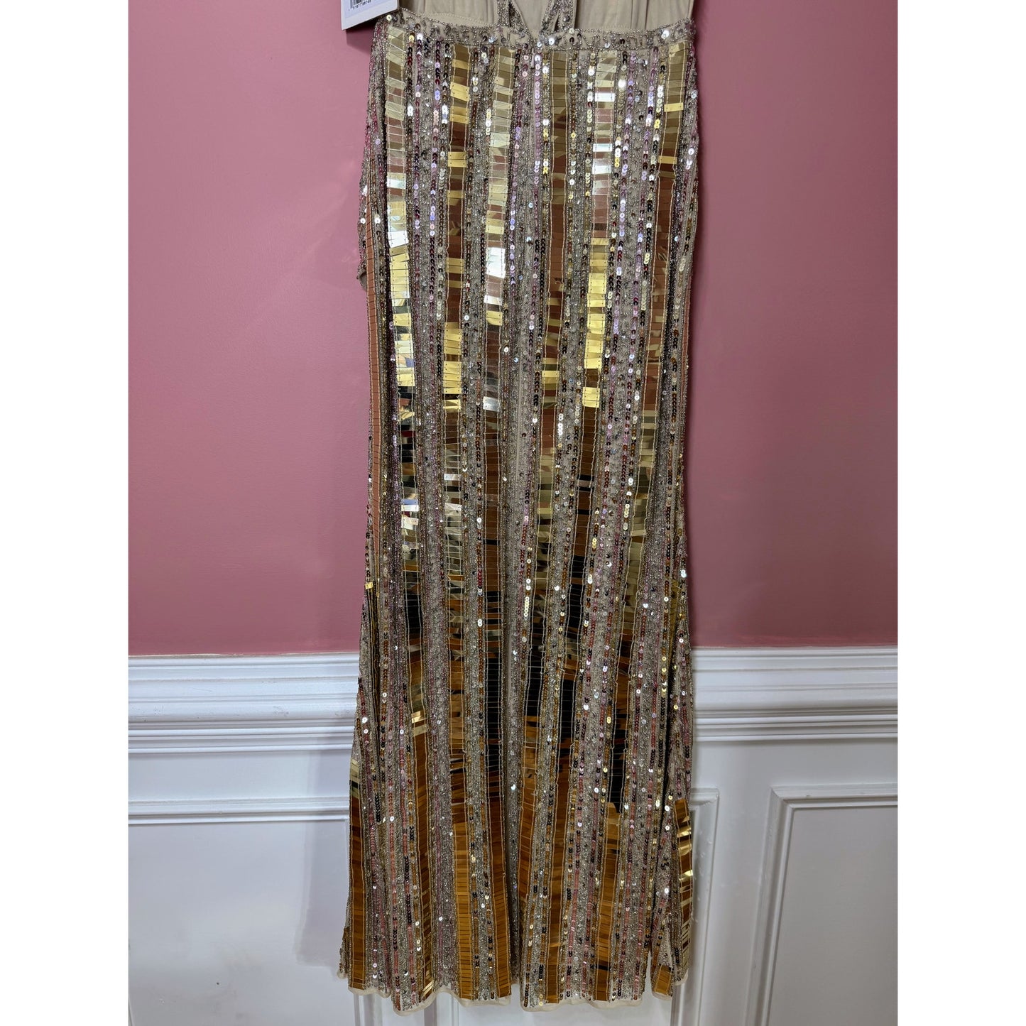 Mac Duggal Beaded Embellished Mirror Gown Size 6 STYLE 38391