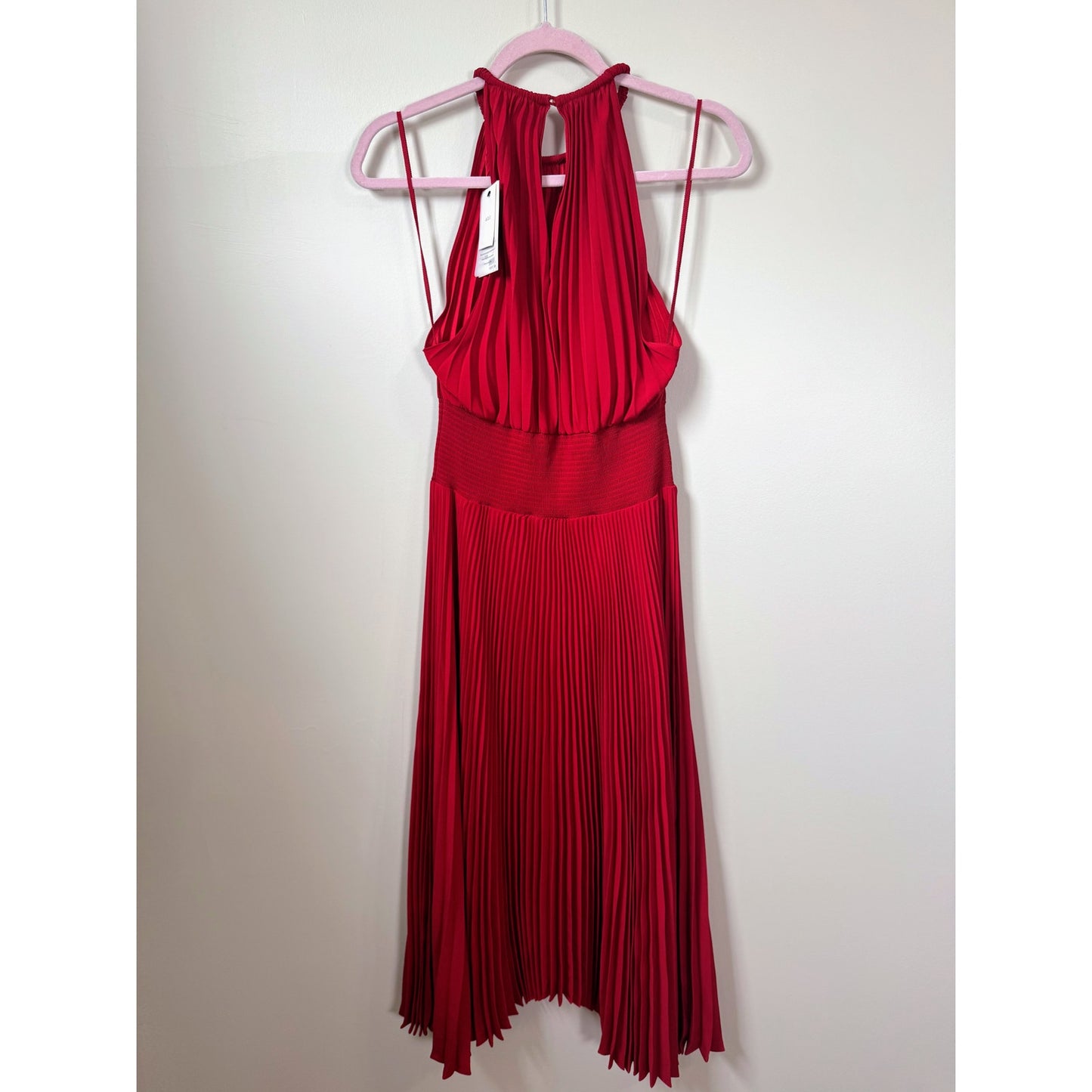 NEW NWT A.L.C. Renzo Midi Pleated Dress in Real Red Size 6