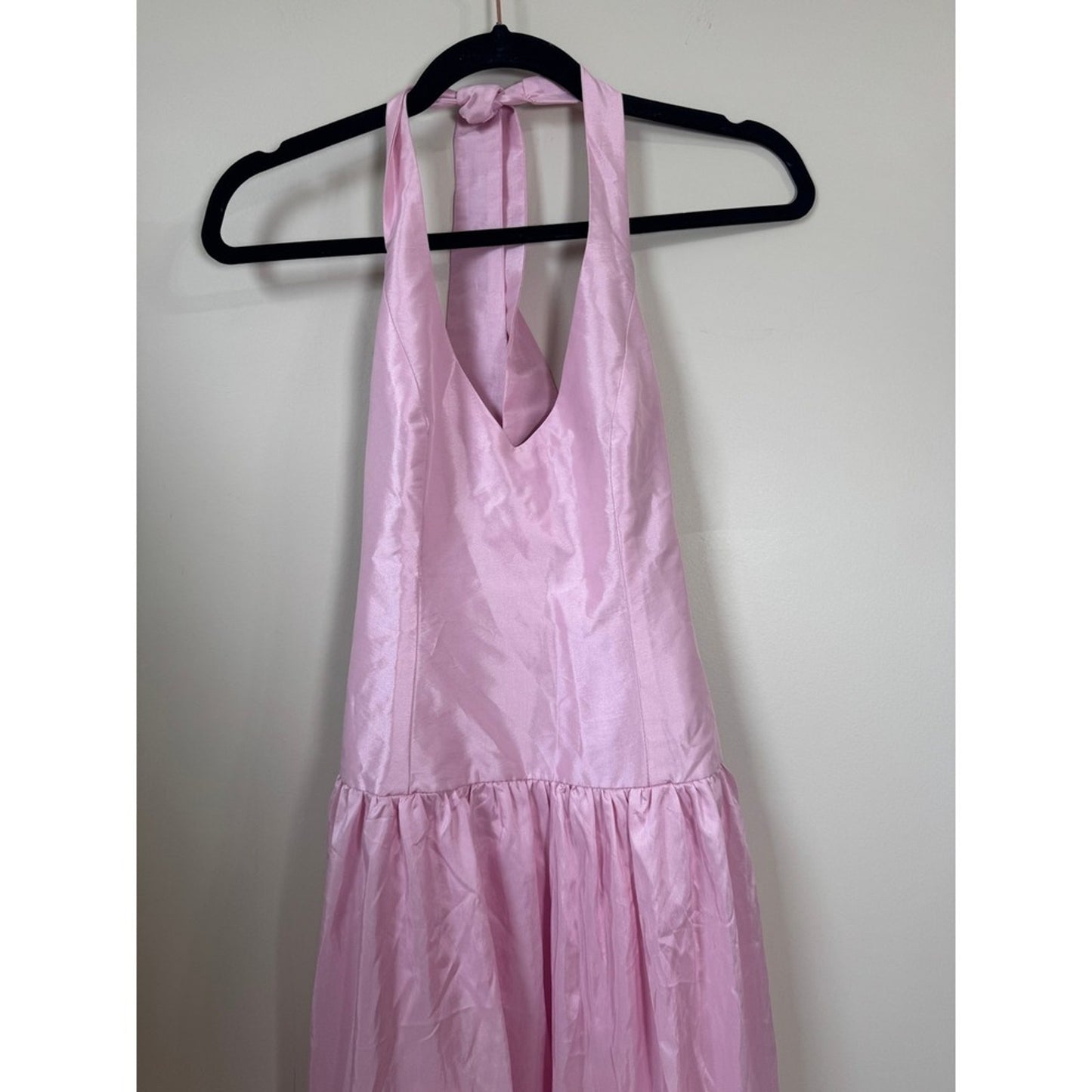Show Me Your Mumu Pink Halter Maxi Dress Dropped Waist Gown Small