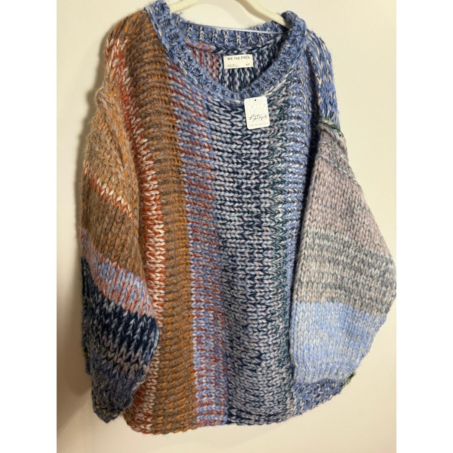 Free People We The Free Blue Stripe Alpaca Blend Chunky Knit Sweater S/P NEW