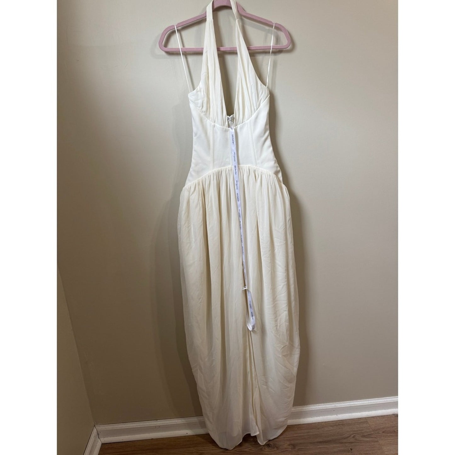 Heiress Beverly Hills White Corset Halter Maxi Dress Grecian Draped Gown