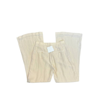 By Malene Birger Carass Linen Blend Pants in‎ Bianco Size 36 Flared Leg Zip Fly
