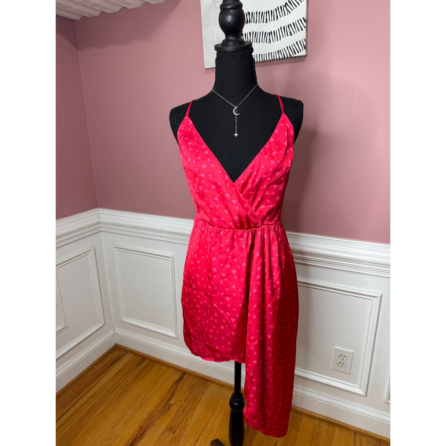 Lovers and Friends Kamala Mini Dress in Love Heart Abstract Medium Satin Lined