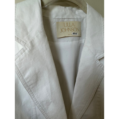 Ulla Johnson White Cotton Linen Puff Sleeve Peplum Blazer Jacket Size S