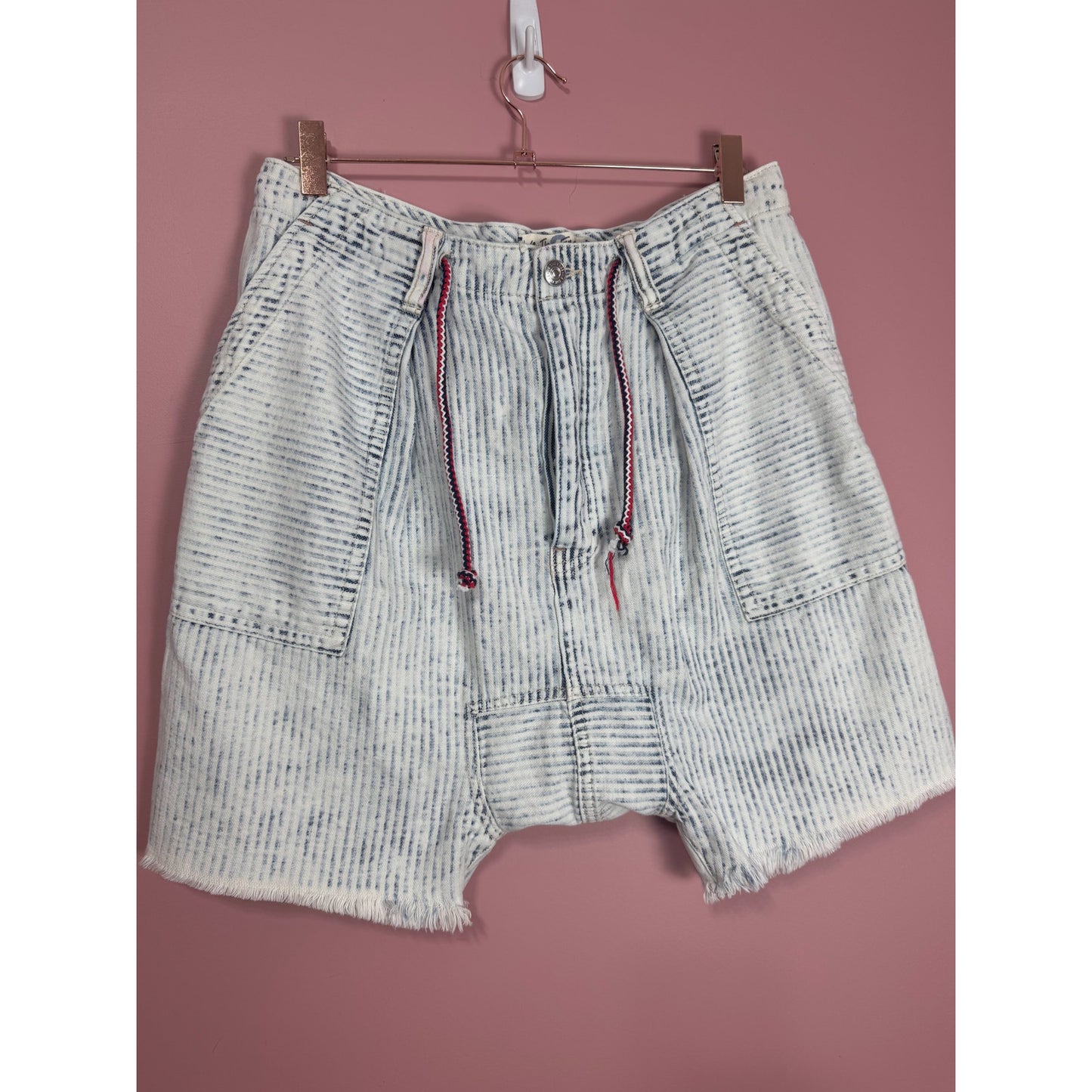 We The Free Free People Easy Rider Harem Stripe Denim Shorts Size Small