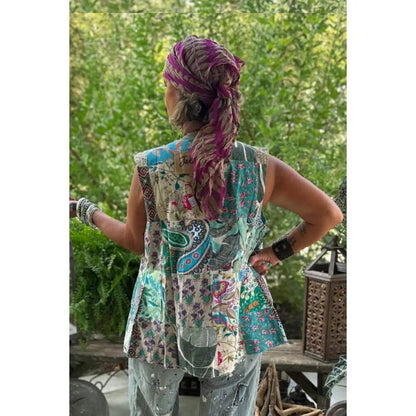 Jaded Gypsy Patchwork Reversible Button Down Vest JG-91 Free‎ Size