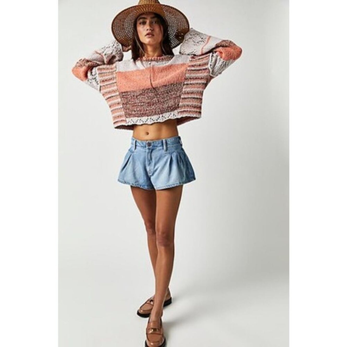 We The Free Bluebell Low Rise Pleated Denim‎ Shorts Size 31