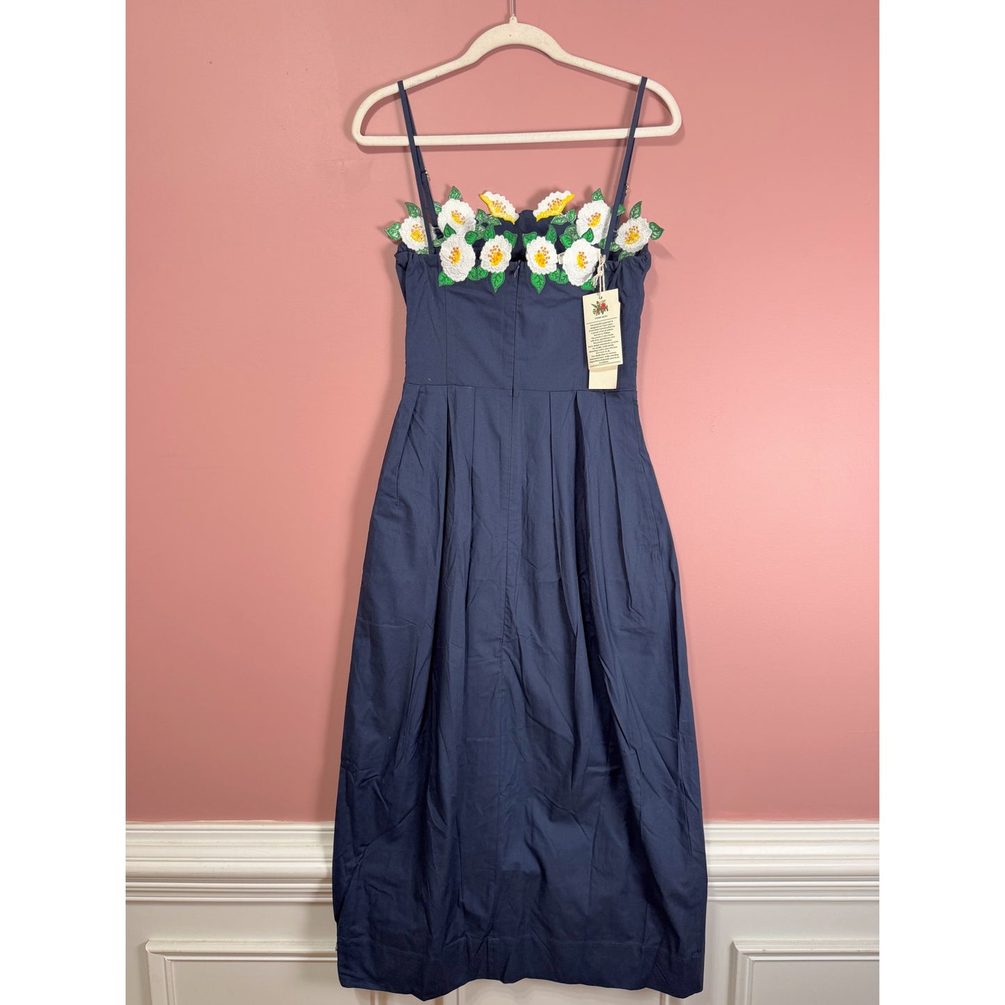 Fanm Mon Lorr Cotton Midi Dress in Navy Blue Size XS