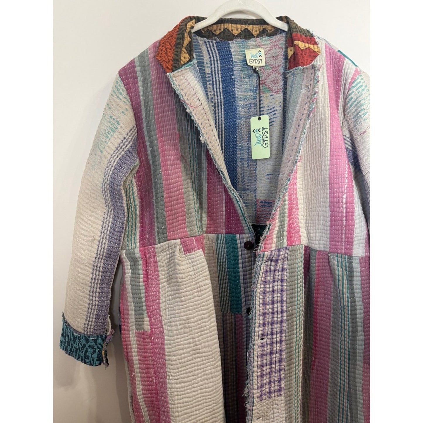 Jaded Gypsy Patchwork Quilted Duster Coat Long Sleeve Boho Festival