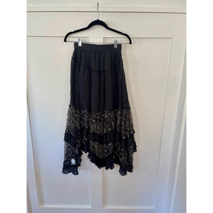 Free‎ People Ashlyn Maxi Layered Skirt Black Size XS