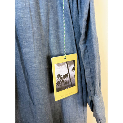 NEW NWT Trovata Birds Of Paradis Eve Chambray Shift Dress Size Large Vintage Indigo