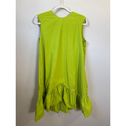 Essentiel Antwerp Lime Green Sleeveless Bow Back Ruffle Hem Mini Dress NWT