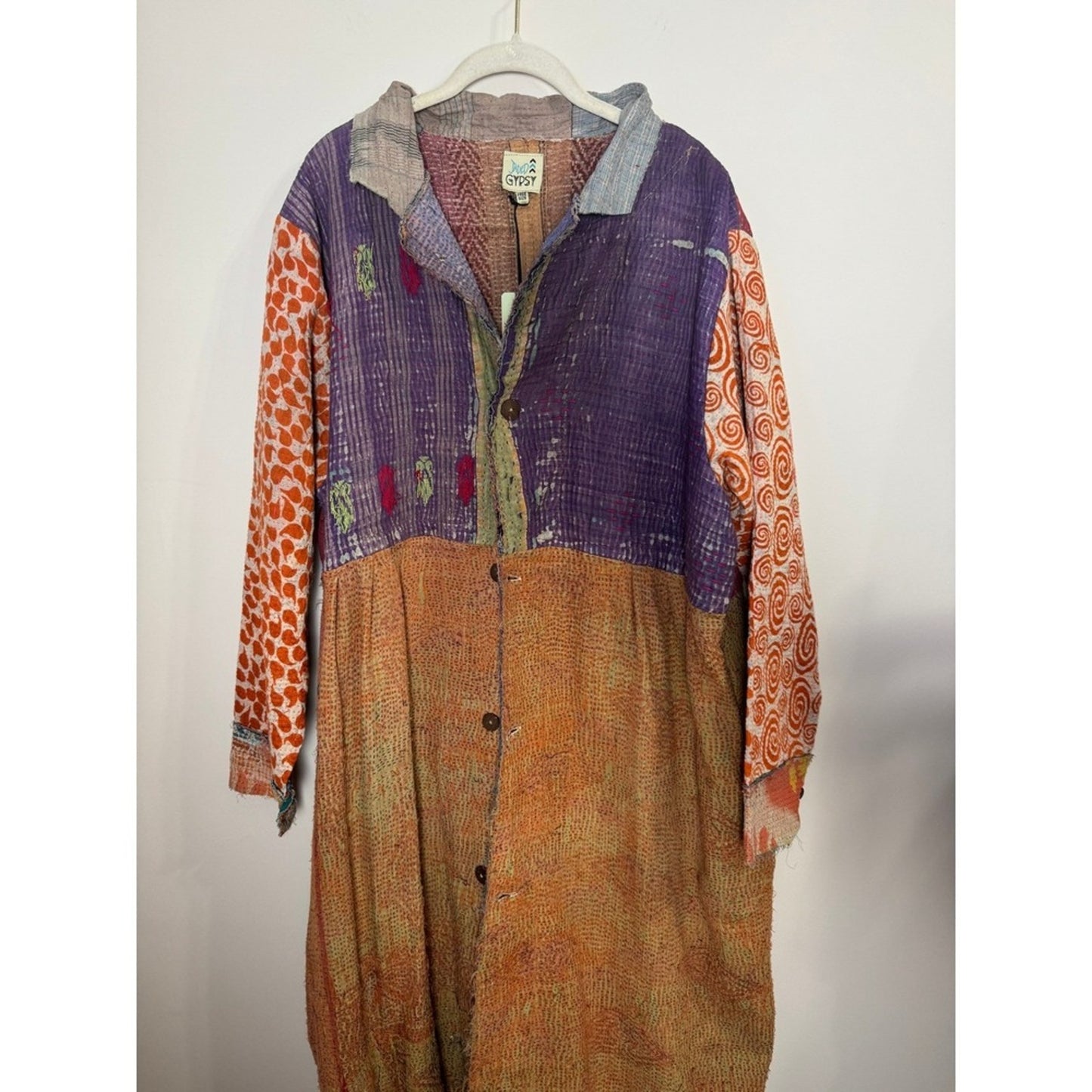 Jaded Gypsy Kantha Boho Patchwork Long Duster Coat Jacket One Size