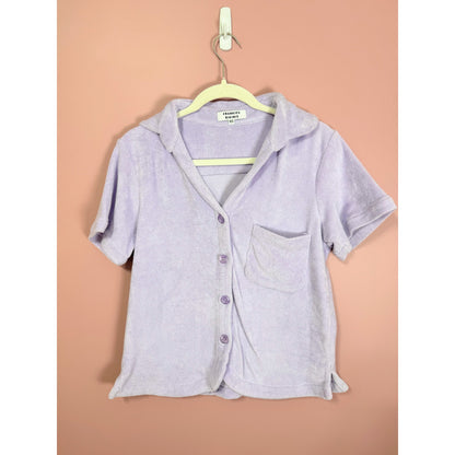 NEW Frankies Bikinis Coco Terry Button Up Shirt Size XS Lavender