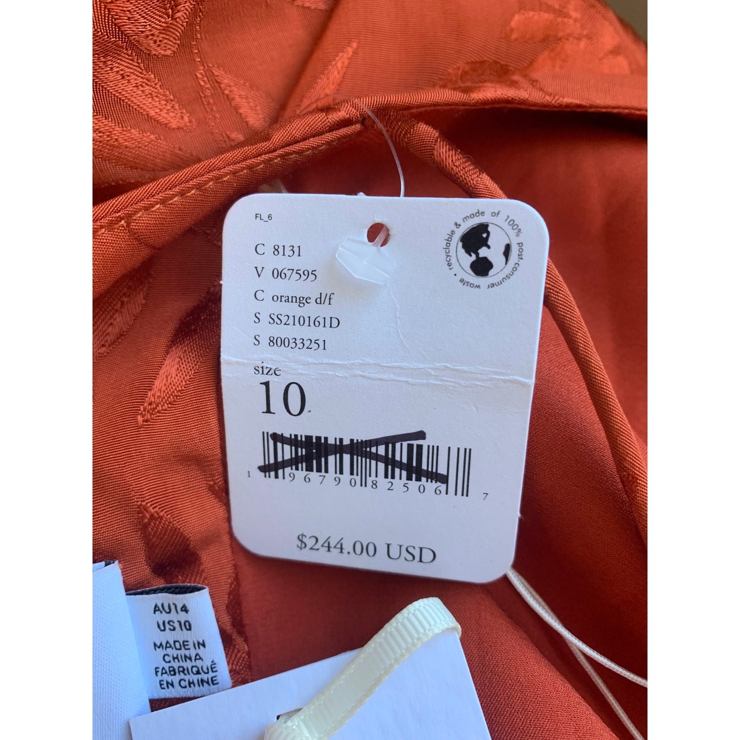 Significant Other Mae Maxi Dress in Clay Orange Size 10 Floral Embossed V-Neck