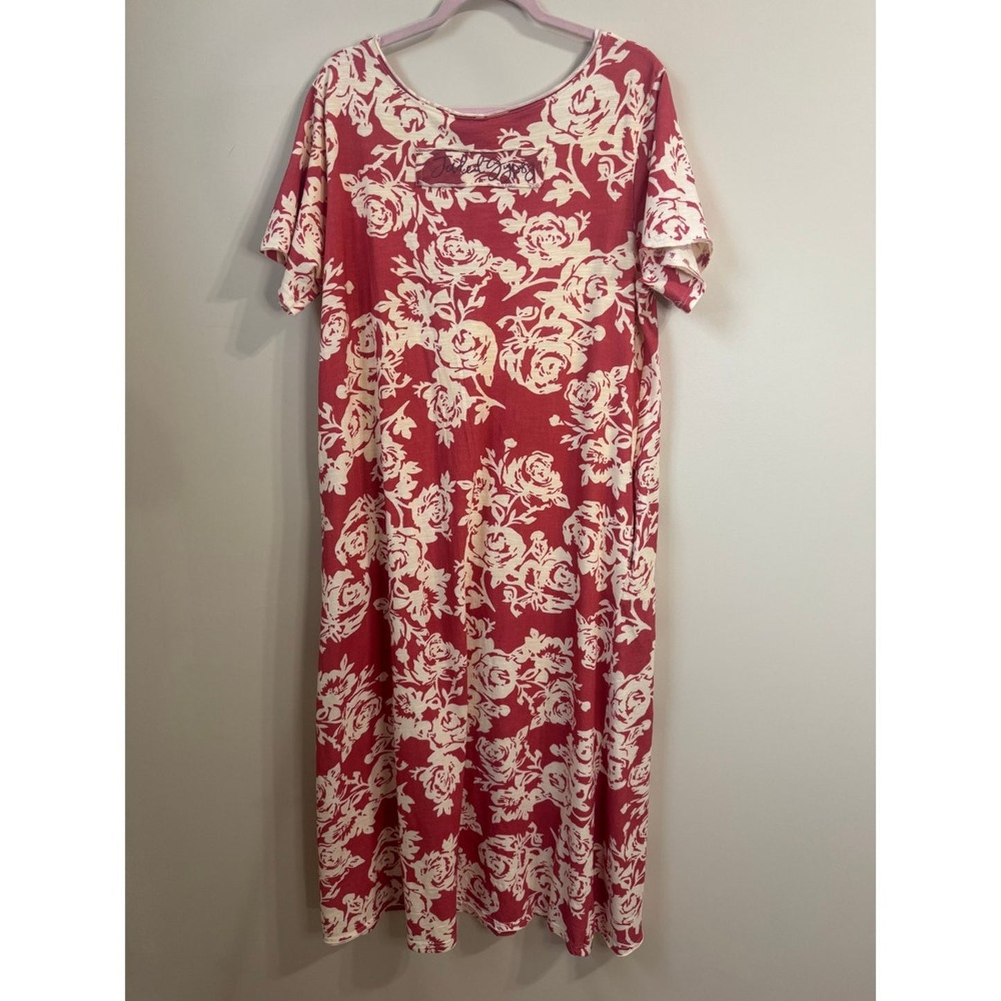Jaded Gypsy Weekend Wanderer Maxi Dress Pink Rose Print Short Sleeve Boho