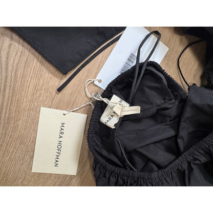 Mara Hoffman Black Organic Cotton Cutout Maxi Dress Puff Sleeve Halter New