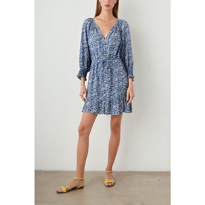 Rails Eliza Mini Dress in Ice Chrysanthemum Large Floral Pullover 3/4 Sleeve