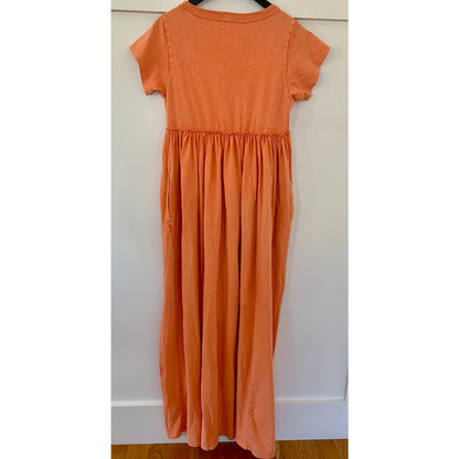 Free People Carissa Tee Maxi Dress in Peach Small Short Sleeve Pullover Cotton