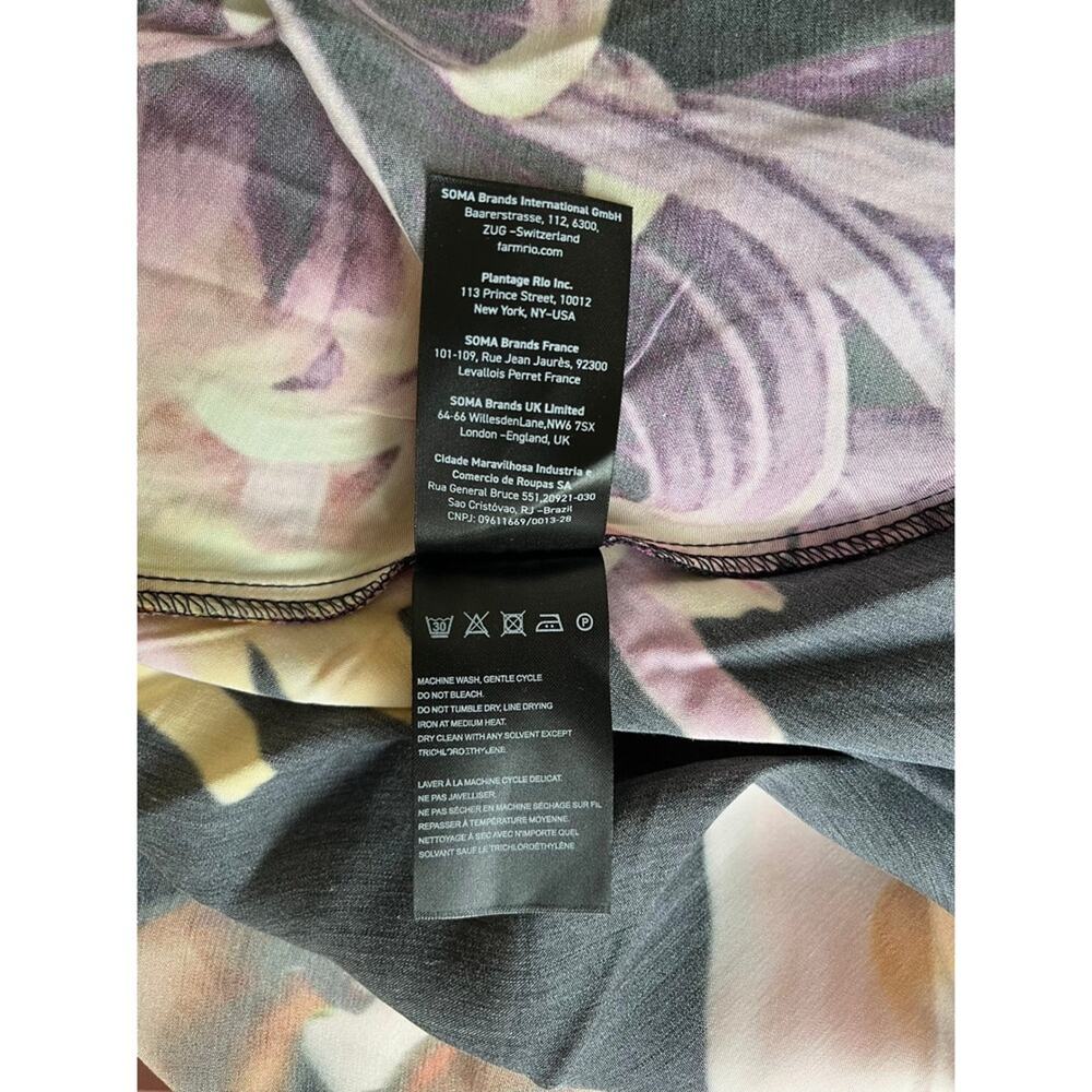 Farm Rio Black Floral Print Maxi Slip Dress Midi Spaghetti Strap Size L