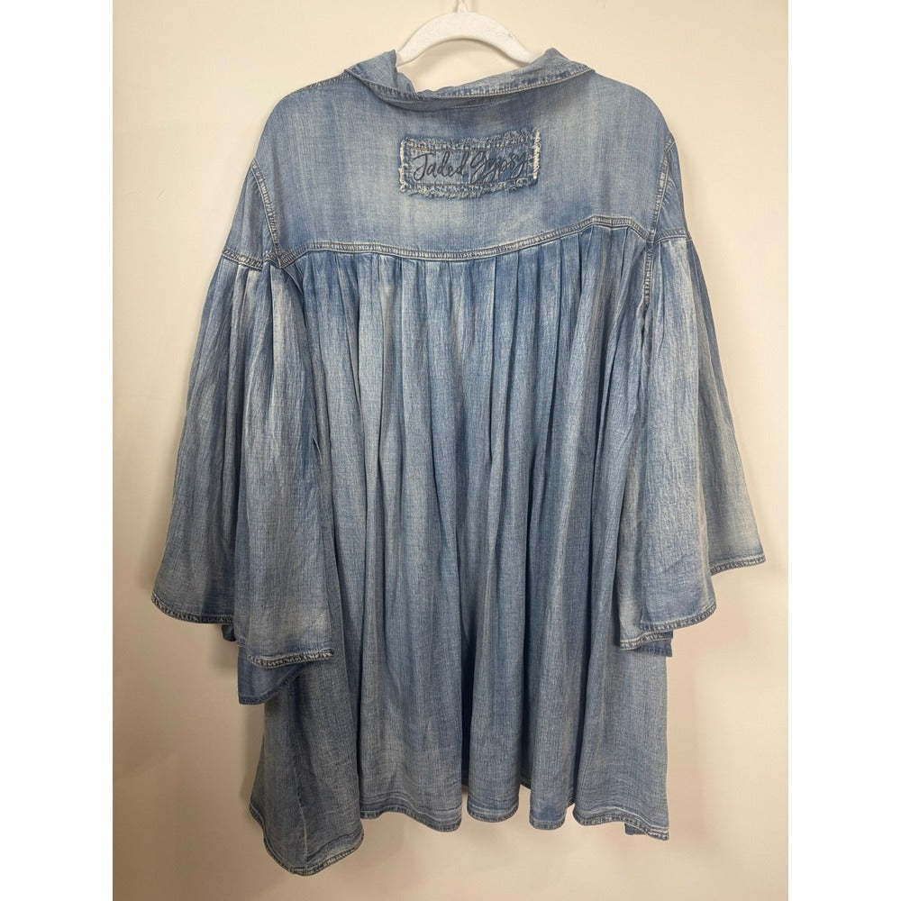 Jaded Gypsy Denim Babydoll Tunic Dress Blue Light Wash Oversized Boho O/S