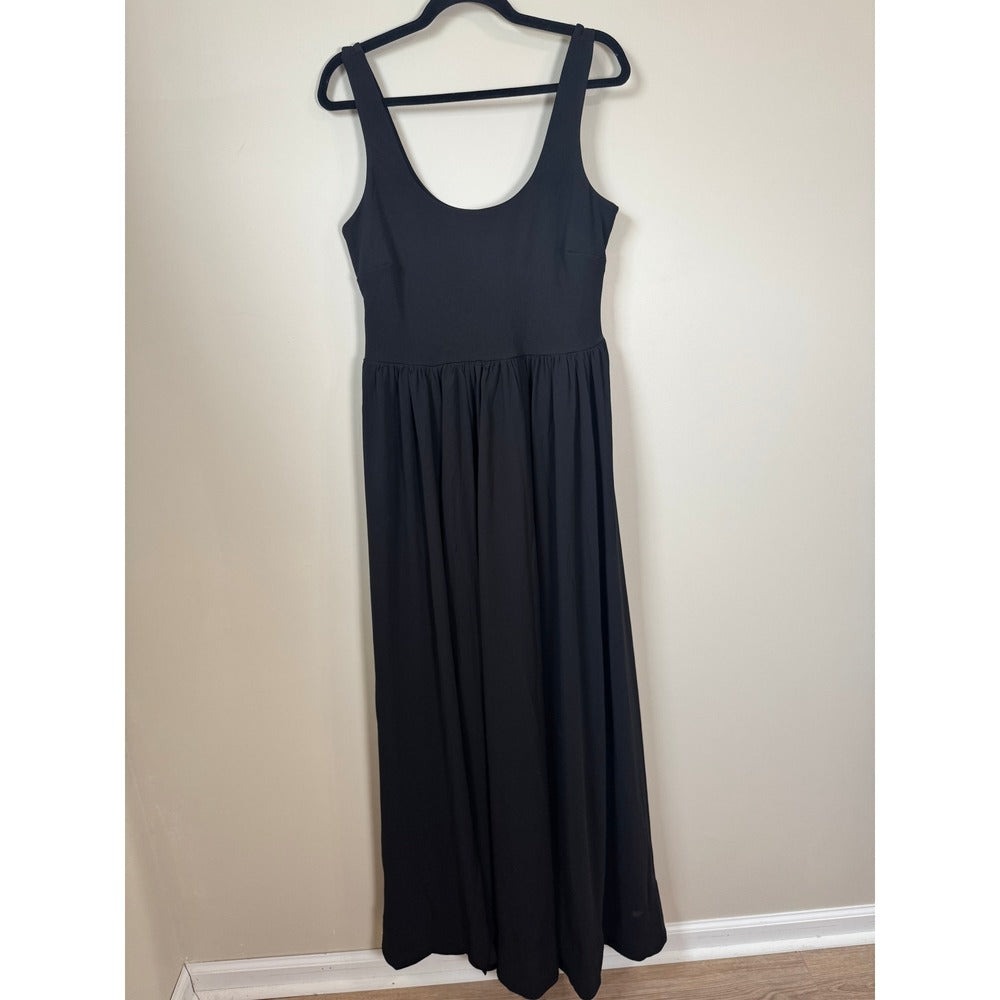 Show Me Your Mumu Black Maxi Dress Scoop Neck Side Slit XL Made in USA