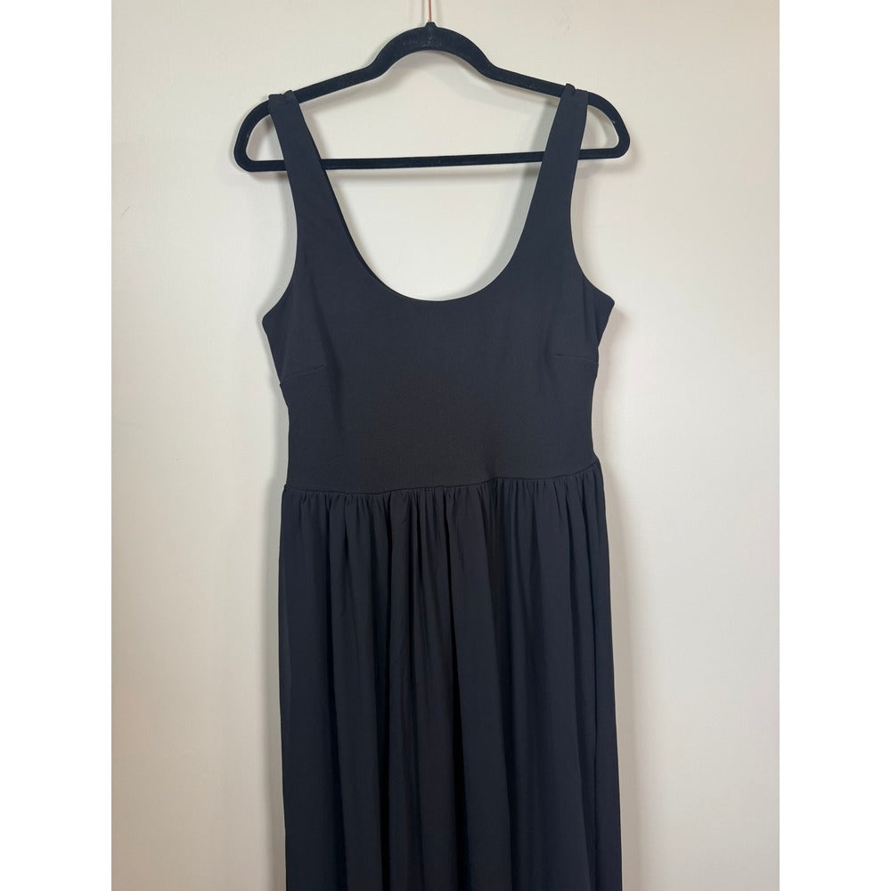 Show Me Your Mumu Black Maxi Dress Scoop Neck Side Slit XL Made in USA