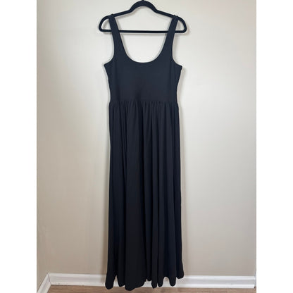 Show Me Your Mumu Black Maxi Dress Scoop Neck Side Slit XL Made in USA